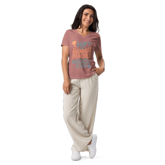 Soft Like Georgia Peaches V-Neck Tee - Image 14