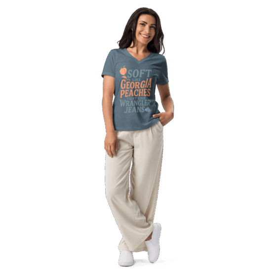 Soft Like Georgia Peaches V-Neck Tee - Image 13